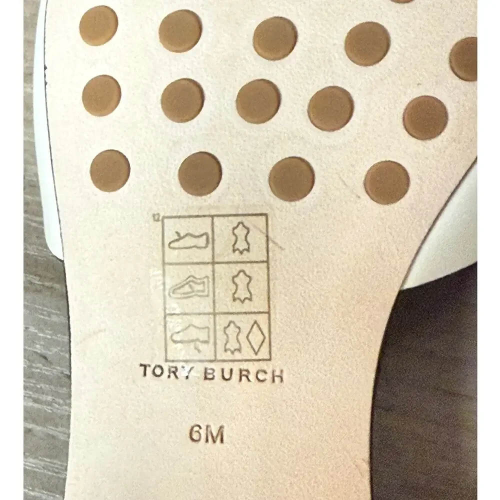 Tory Burch Women’s Bombé Miller Slide Calfskin Leather White 25mm Size 6M
